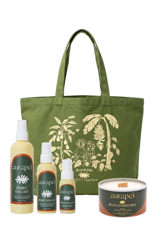 AIR B&B - AURAPEL BUNDLE  - Outdoor candle, one of each size + tote bag